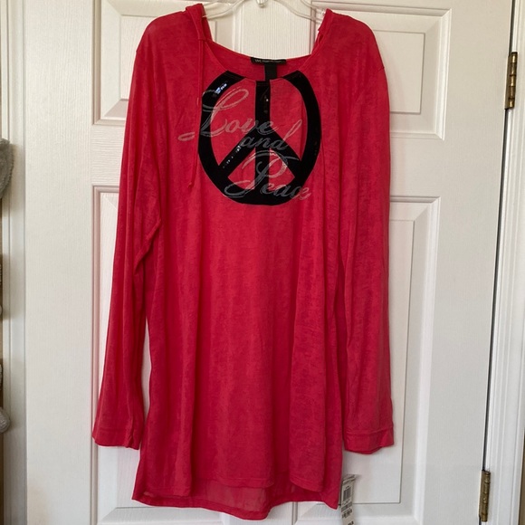 INC International Concepts - Dusty Coral Shirt with Hoodie - NWT - Picture 1 of 7